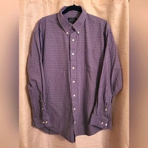 Men's Nautica Grey Checkered Plaid Long Sleeve Button Down Shirt - 17½ 34/35